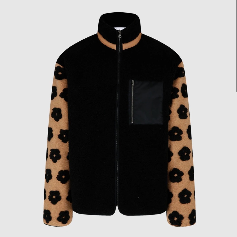 NWT Sundae School Milk Tea Boba Flower Fleece Zip Up